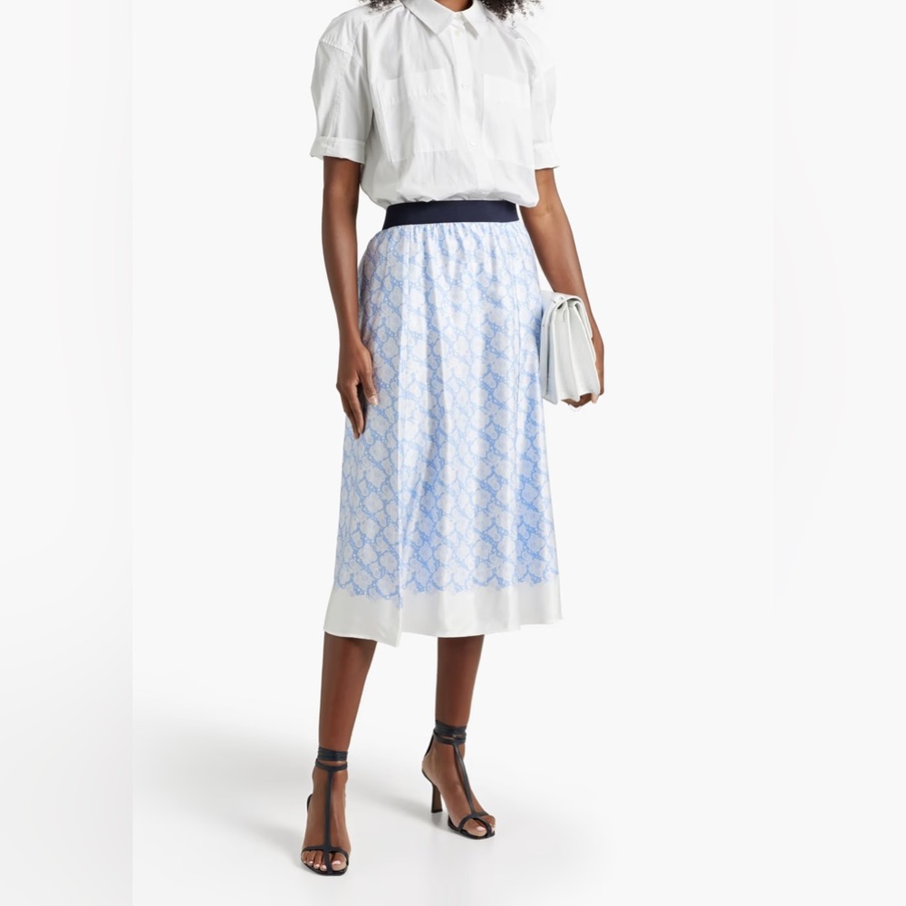 BY MALENE BIRGER
Floral-print Satin Midi Skirt In Light Blue